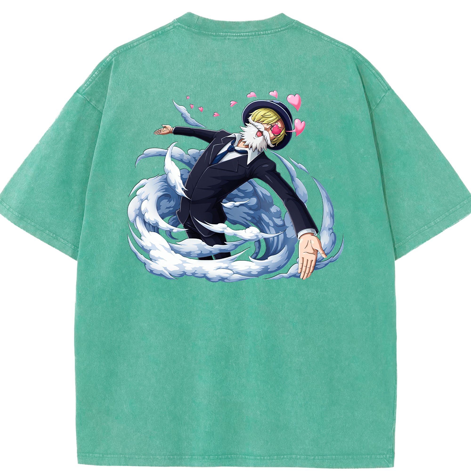 ワンピース サンジ ONE PIECE Sanji 綿100% ヴィンテージ風 半袖Tシャツ（背面プリント）